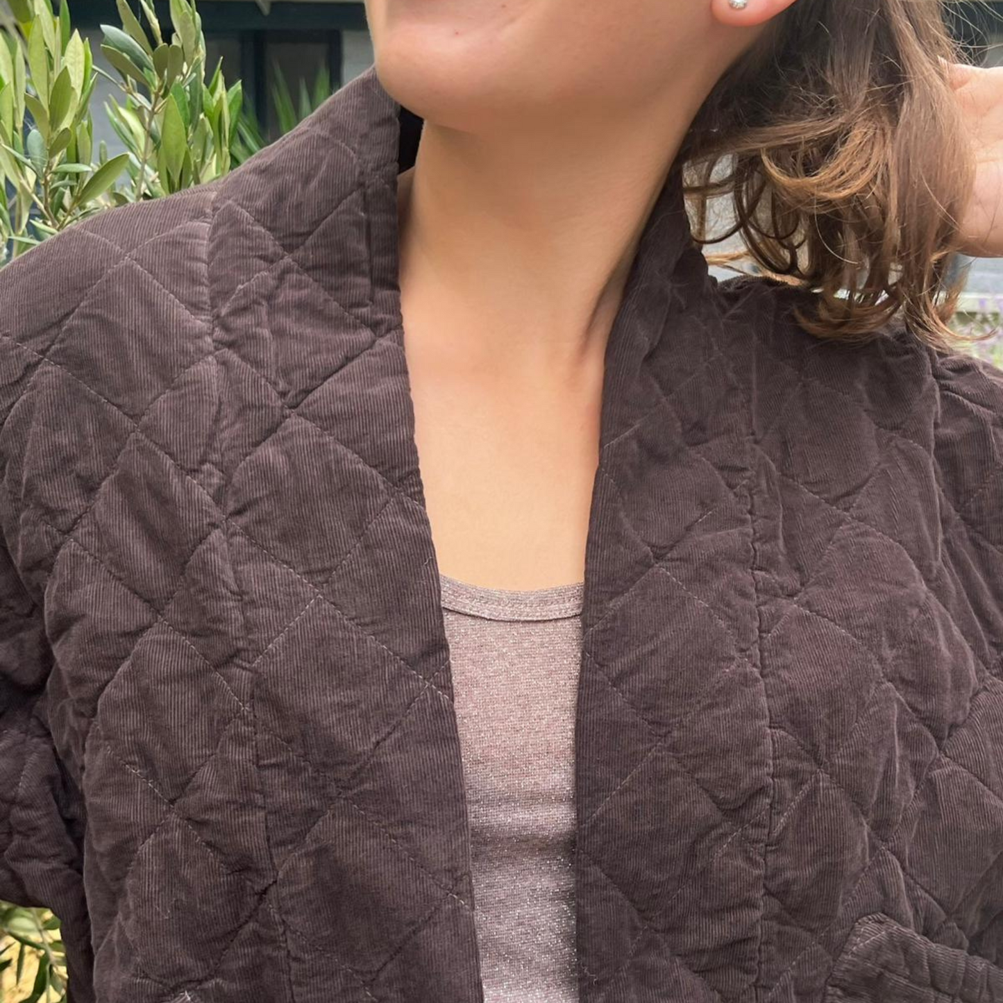 Needlecord Quilted Jacket - Chocolate Brown