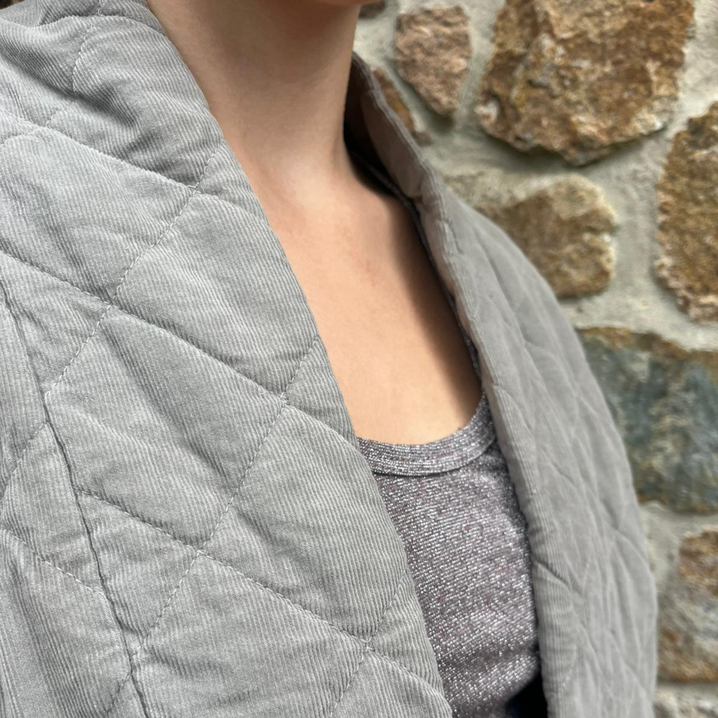 Needlecord Quilted Jacket - Taupe