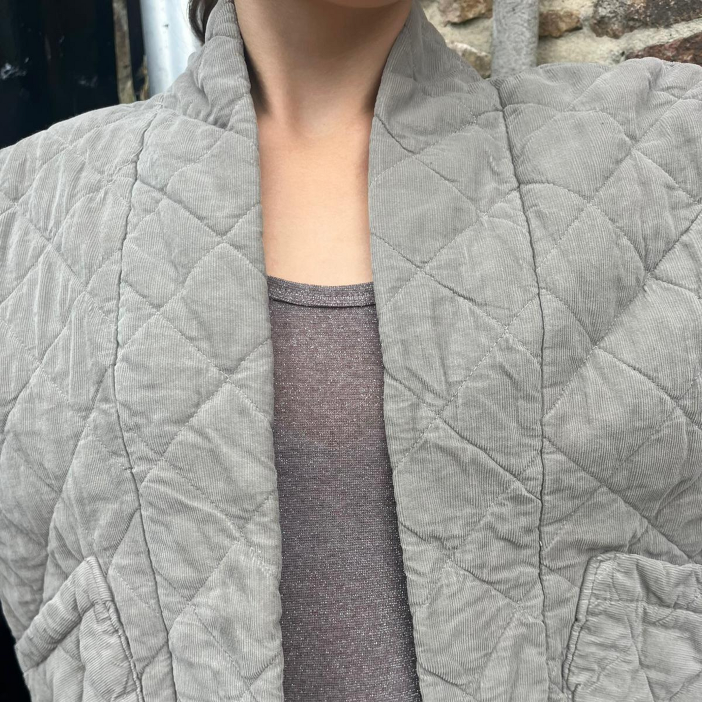 Needlecord Quilted Jacket - Taupe