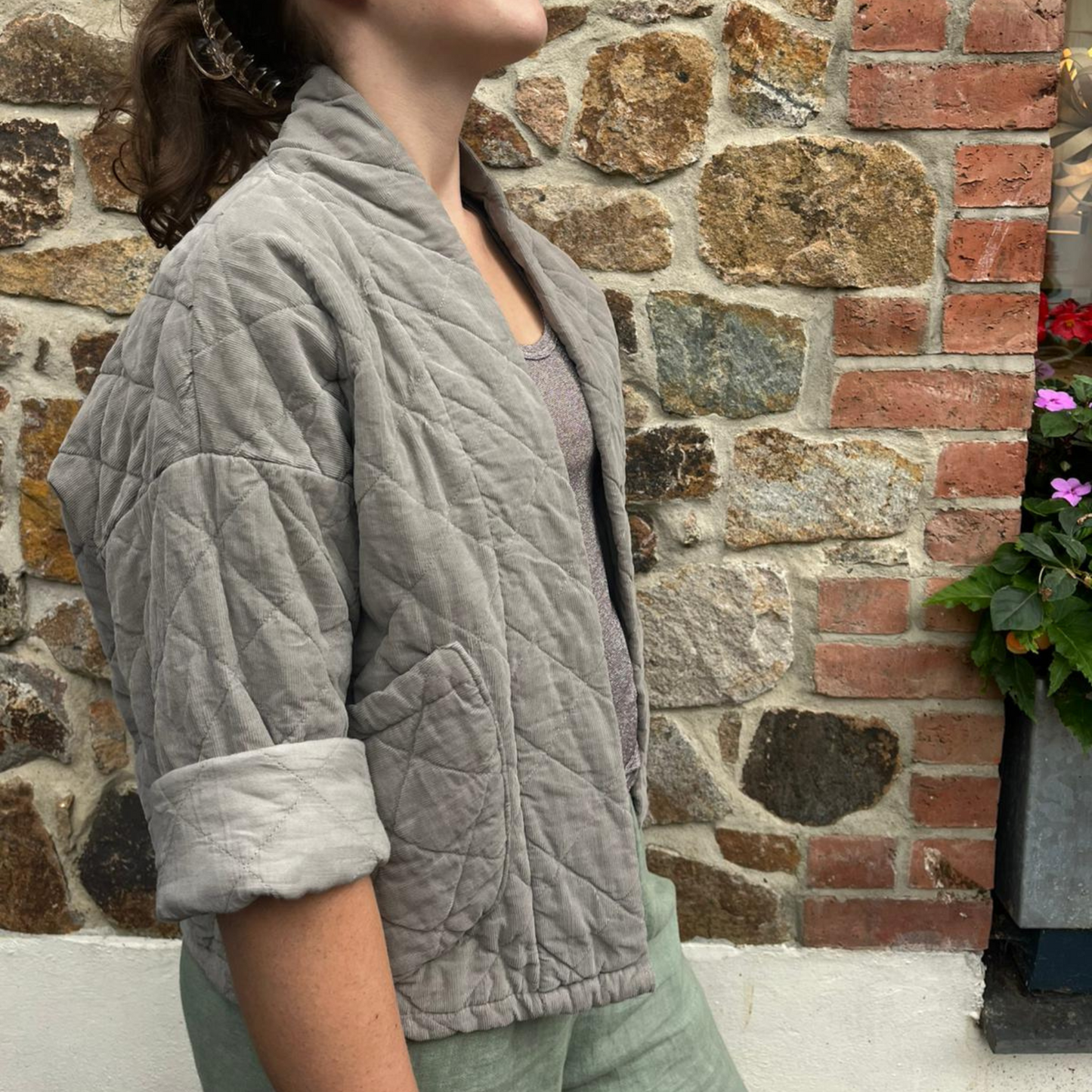 Needlecord Quilted Jacket - Taupe