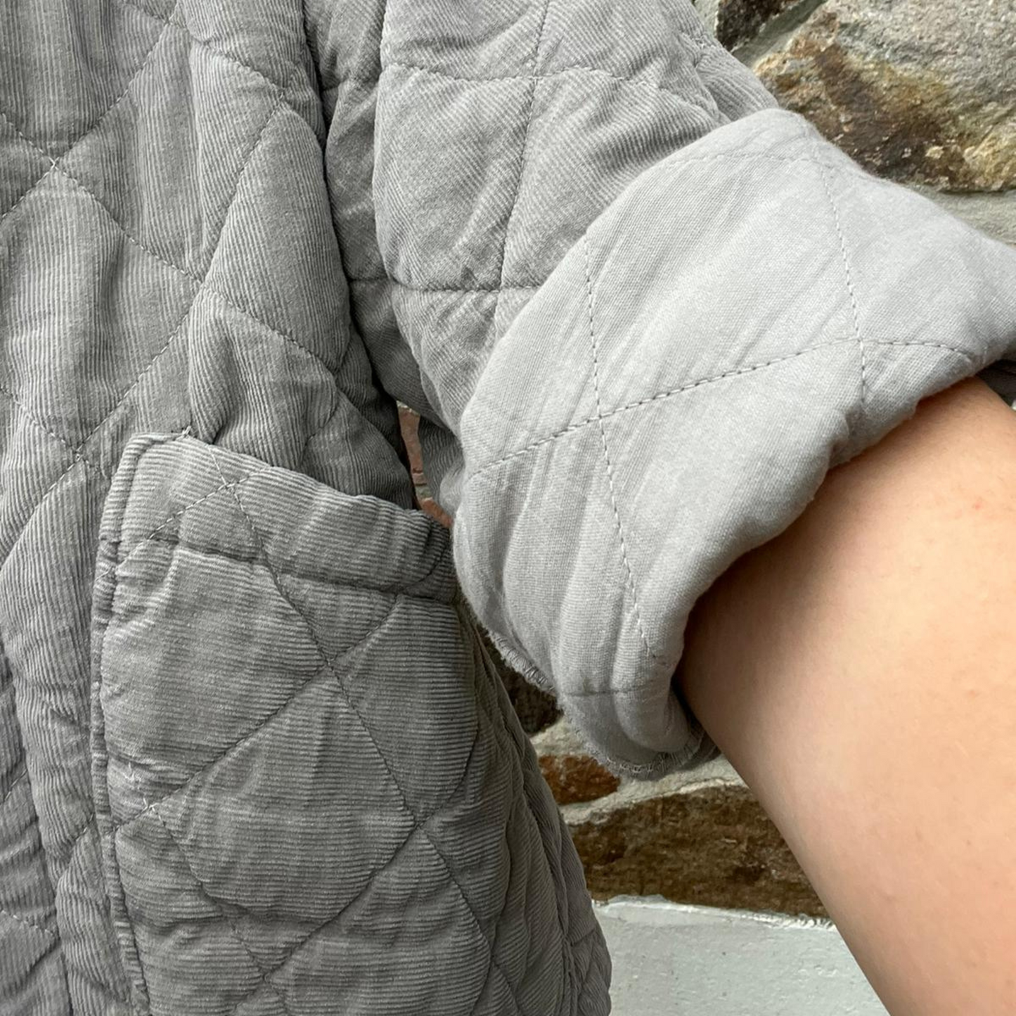 Needlecord Quilted Jacket - Taupe