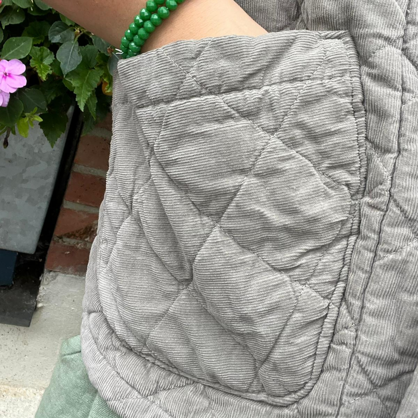 Needlecord Quilted Jacket - Taupe