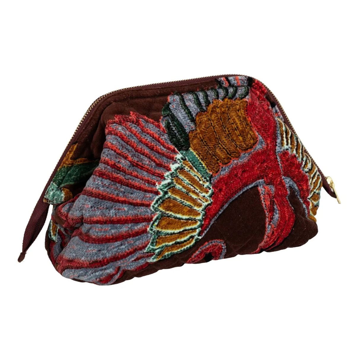 Velvet Pouch Bag - Crane Brown