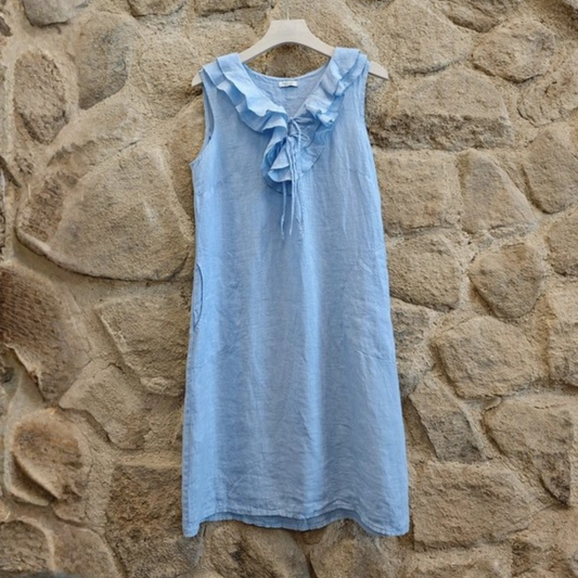 Linen Summer Dress - Blue