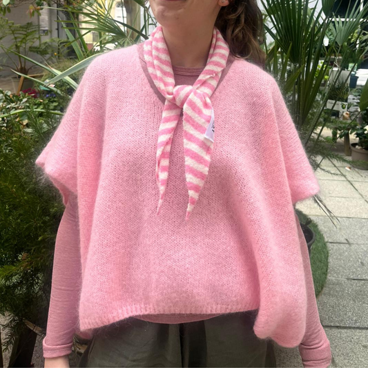 Drop Shoulder Mohair Blend Tank Top - Candy Pink