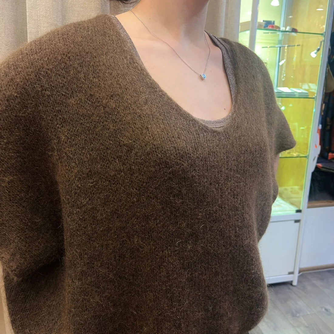 Drop Shoulder Mohair Blend Tank Top - Chocolate Brown