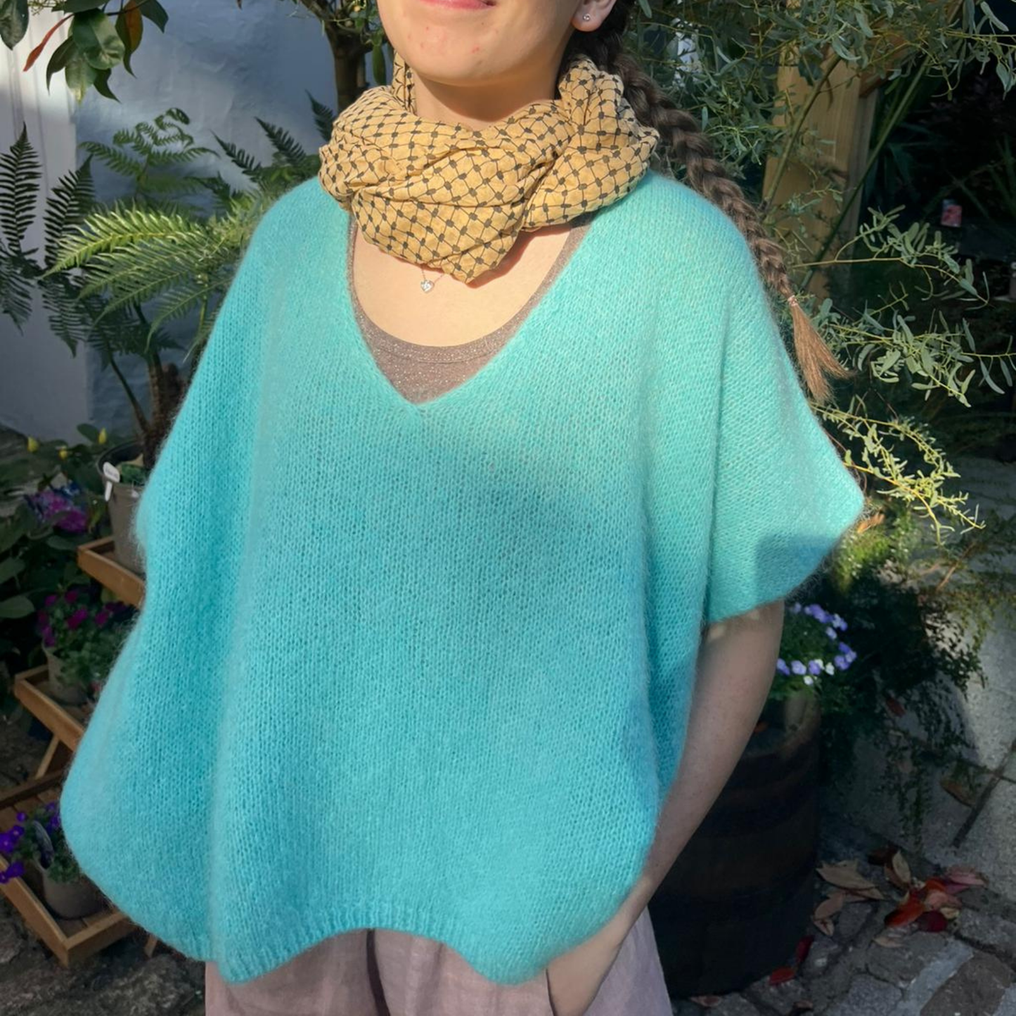 Drop Shoulder Mohair Blend Tank Top - Coastal Teal