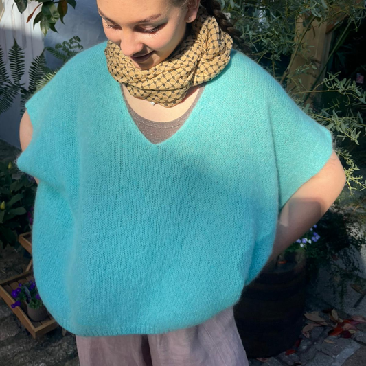 Drop Shoulder Mohair Blend Tank Top - Coastal Teal