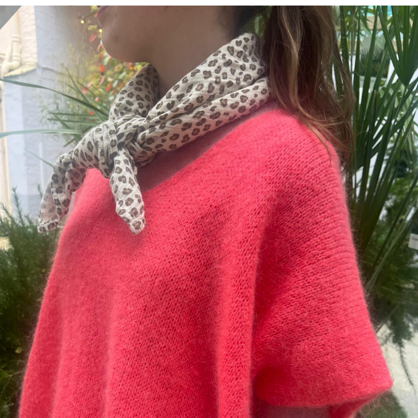 Drop Shoulder Mohair Blend Tank Top - Coral