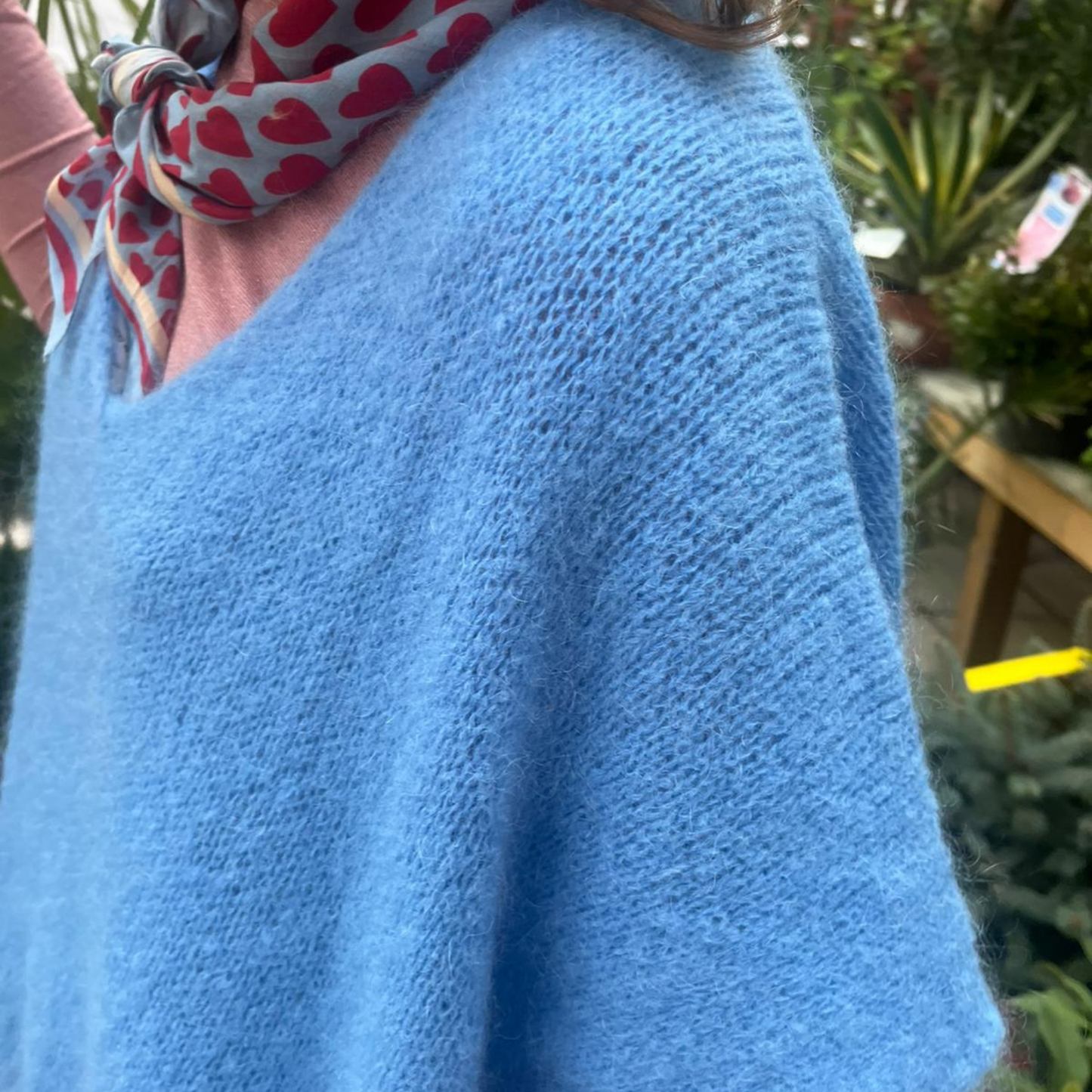 Drop Shoulder Mohair Blend Tank Top - Cornflower Blue