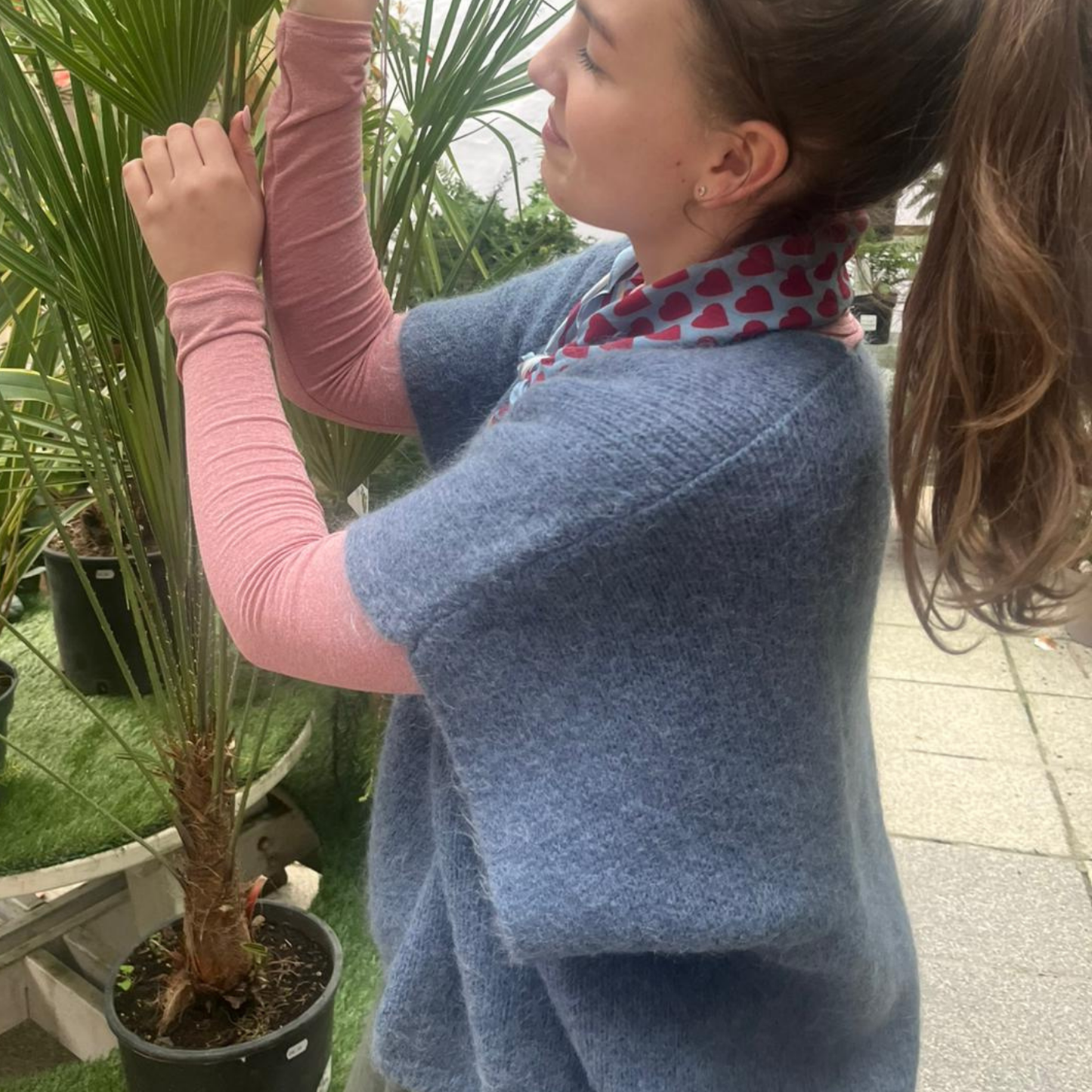 Drop Shoulder Mohair Blend Tank Top - Denim Blue