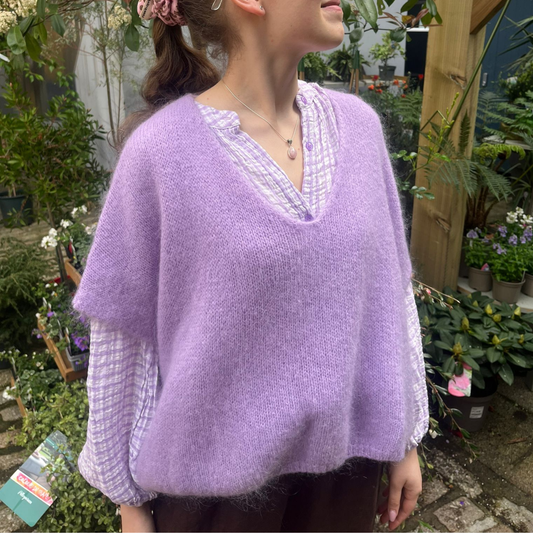 Drop Shoulder Mohair Blend Tank Top - Lavender