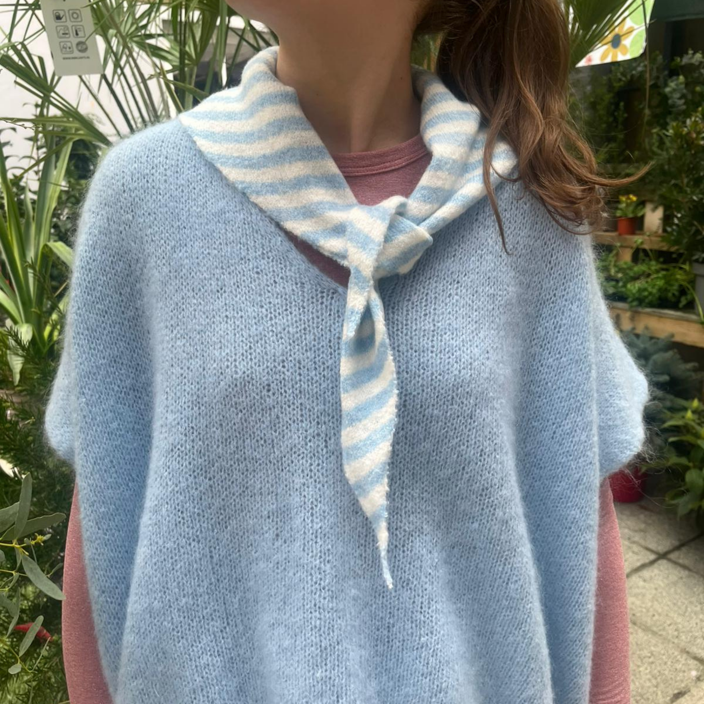 Drop Shoulder Mohair Blend Tank Top - Powder Blue