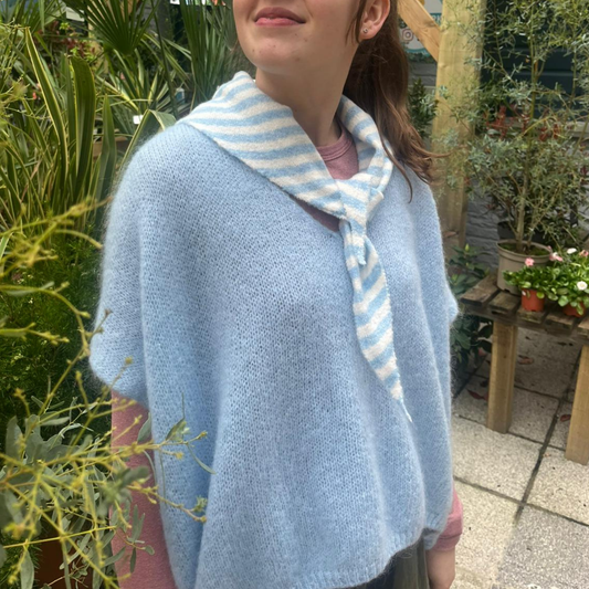 Drop Shoulder Mohair Blend Tank Top - Powder Blue