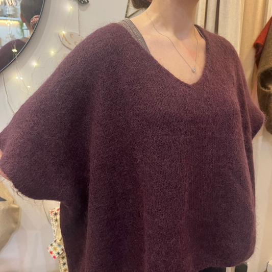 Drop Shoulder Mohair Blend Tank Top - Prune