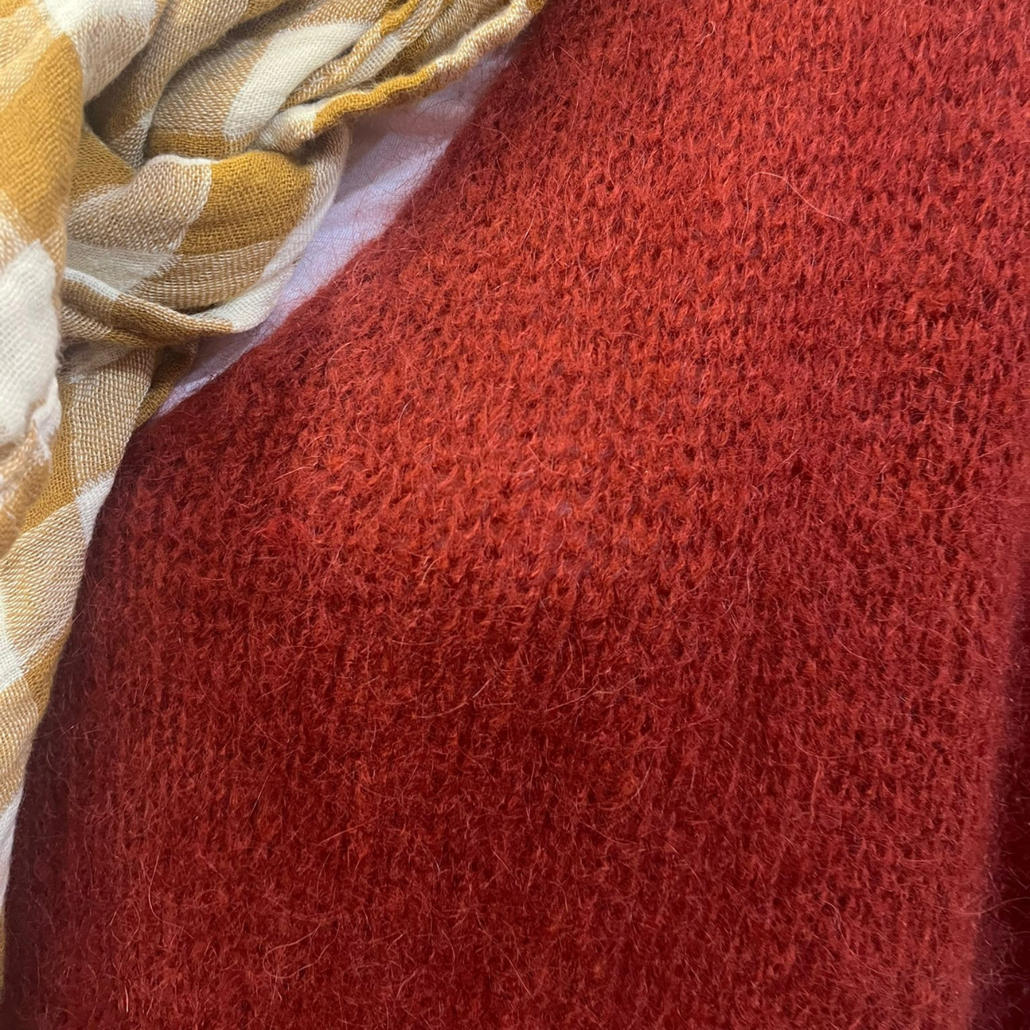 Drop Shoulder Mohair Blend Tank Top - Rust