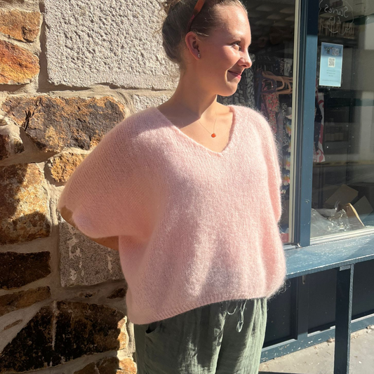 Drop Shoulder Mohair Blend Tank Top - Soft Pink
