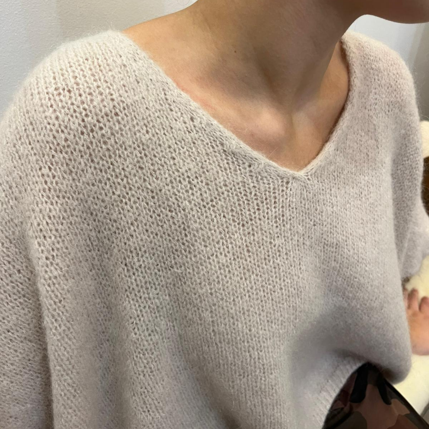 Drop Shoulder Mohair Blend Tank Top - Stone