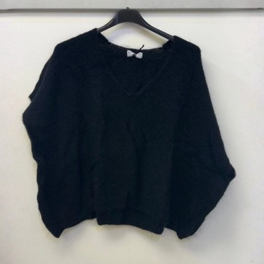 Drop Shoulder Mohair Blend Tank Top - Black
