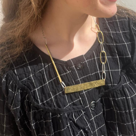 Eco Silver and Brass Statement Necklace