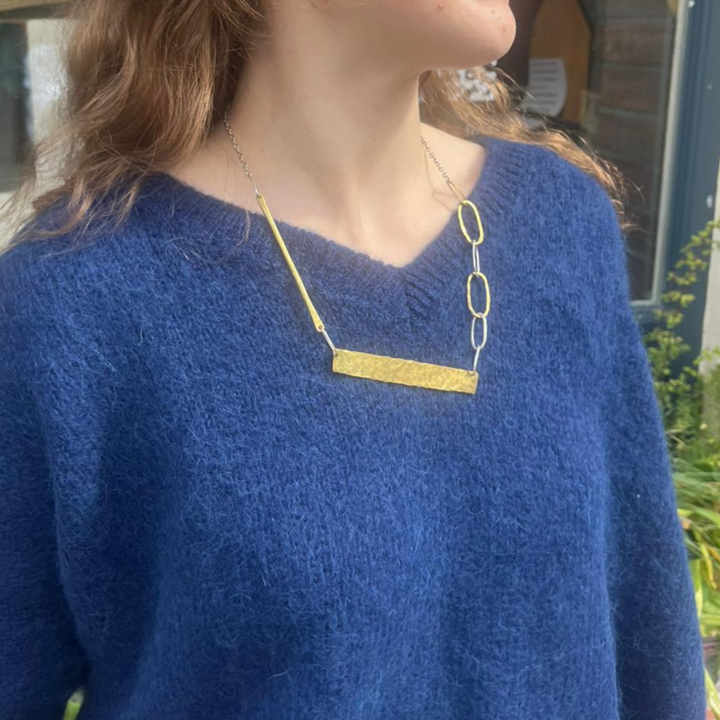 Eco Silver and Brass Statement Necklace
