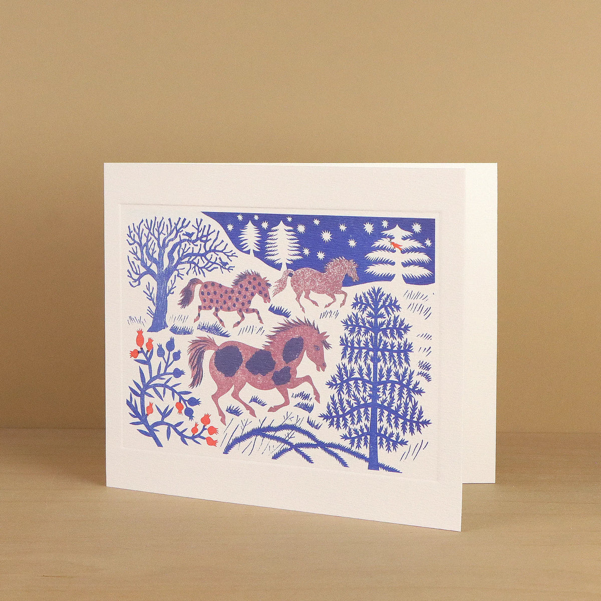Greetings Card - Snow Ponies