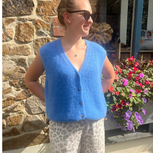 Erika Kid Mohair Vest - Cornflower Blue