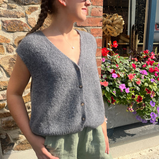 Erika Kid Mohair Vest - Dark Grey