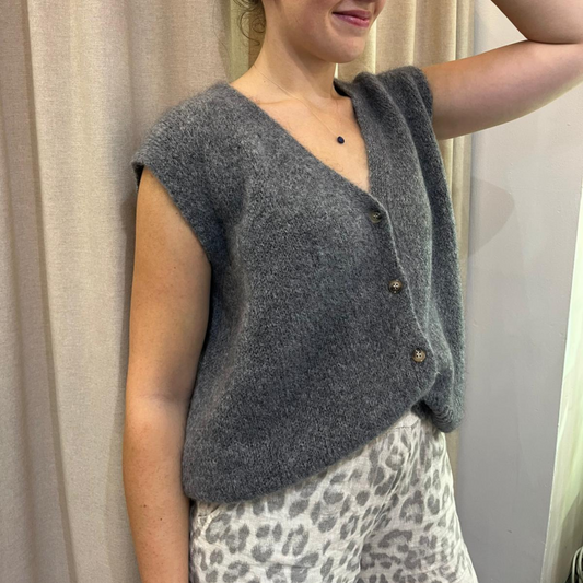 Erika Kid Mohair Vest - Dark Grey