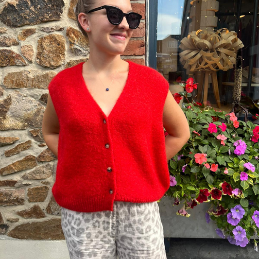 Erika Kid Mohair Vest - Red