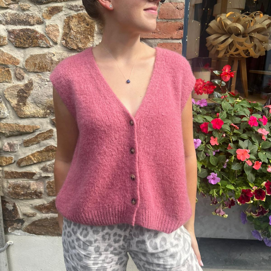 Erika Kid Mohair Vest - Rose Pink