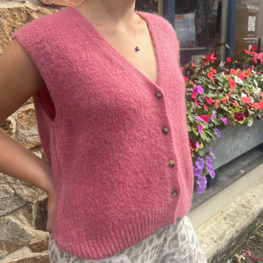 Erika Kid Mohair Vest - Rose Pink