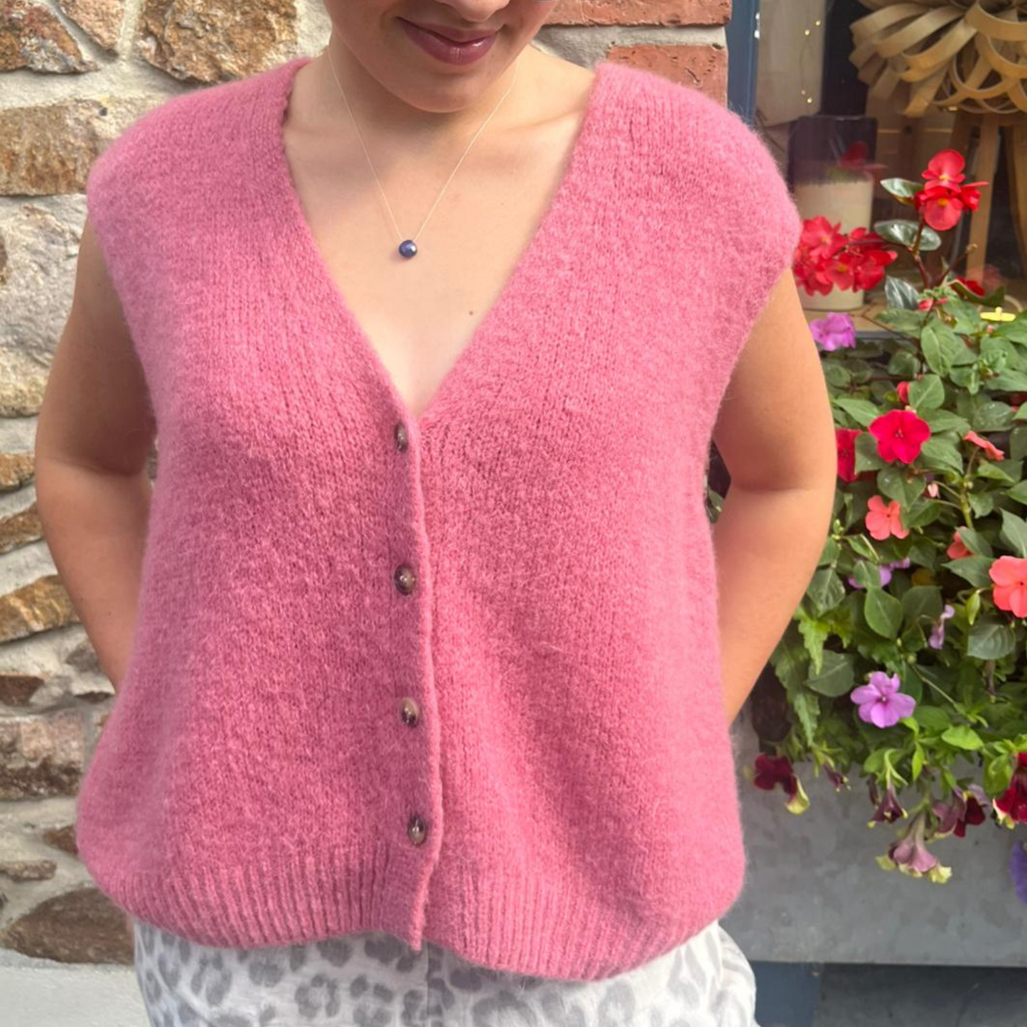 Erika Kid Mohair Vest - Rose Pink