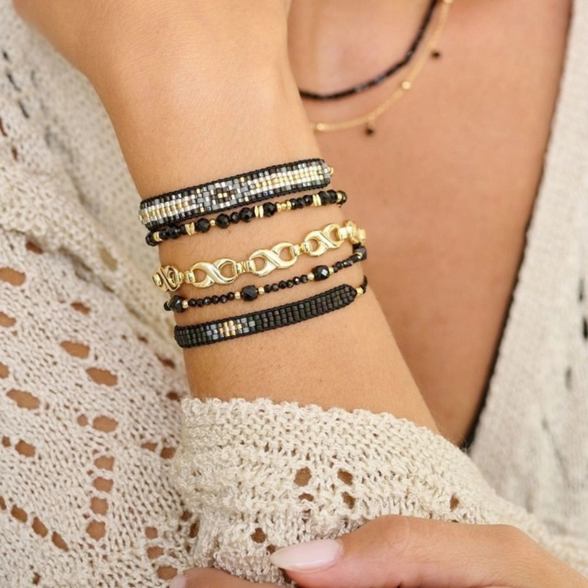 Beaded Friendship Bracelet - Black
