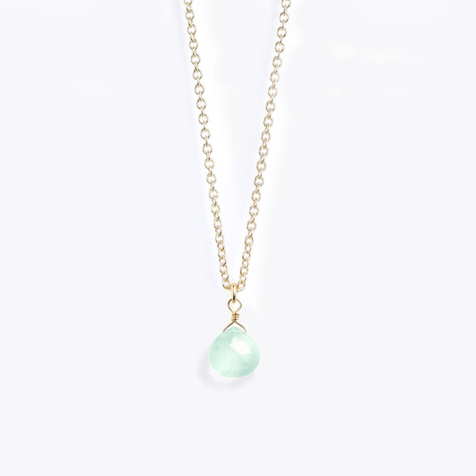 Wanderlust Life Fine Gold Chain Necklace - Sea Glass Chalcedony