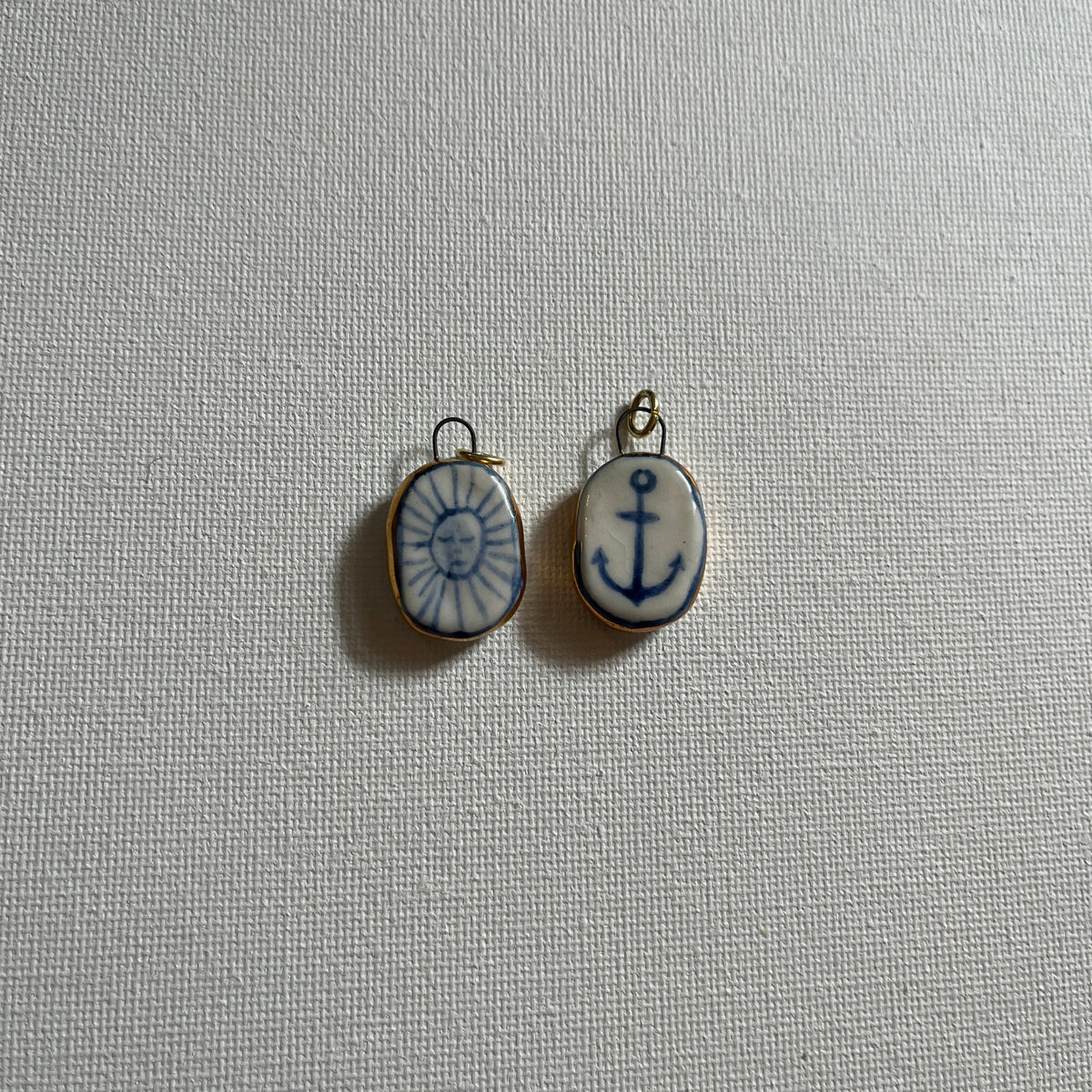 Porcelain and Gold Lustre Pendant - Sun