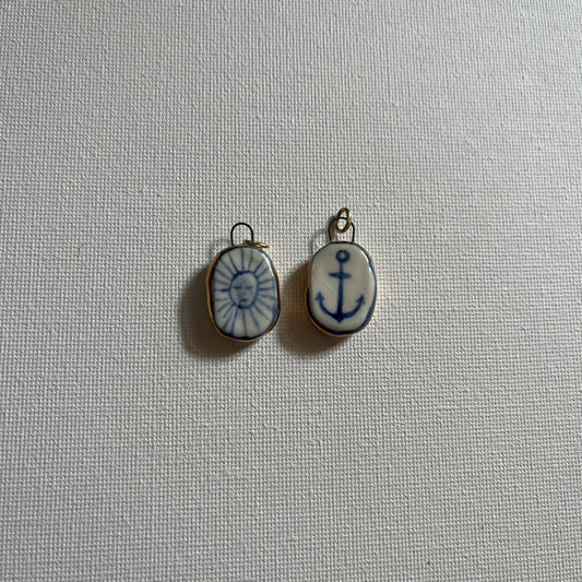 Porcelain and Gold Lustre Pendant - Sun