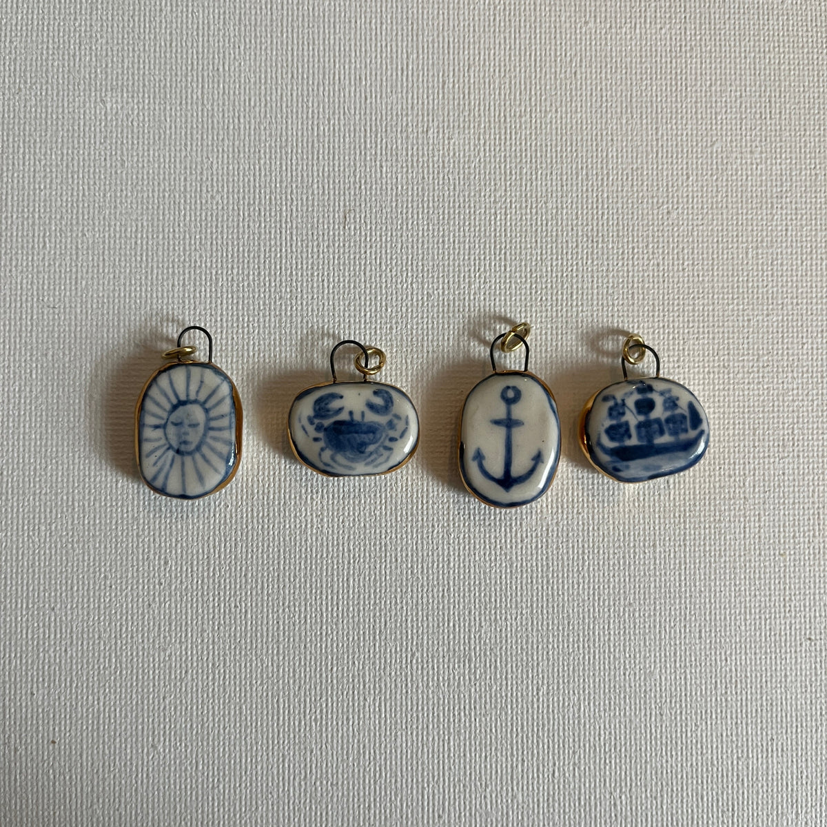 Porcelain and Gold Lustre Pendant - Crab