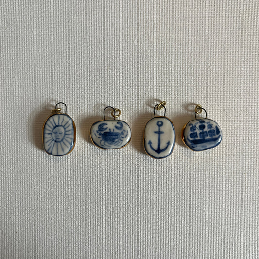 Porcelain and Gold Lustre Pendant - Crab