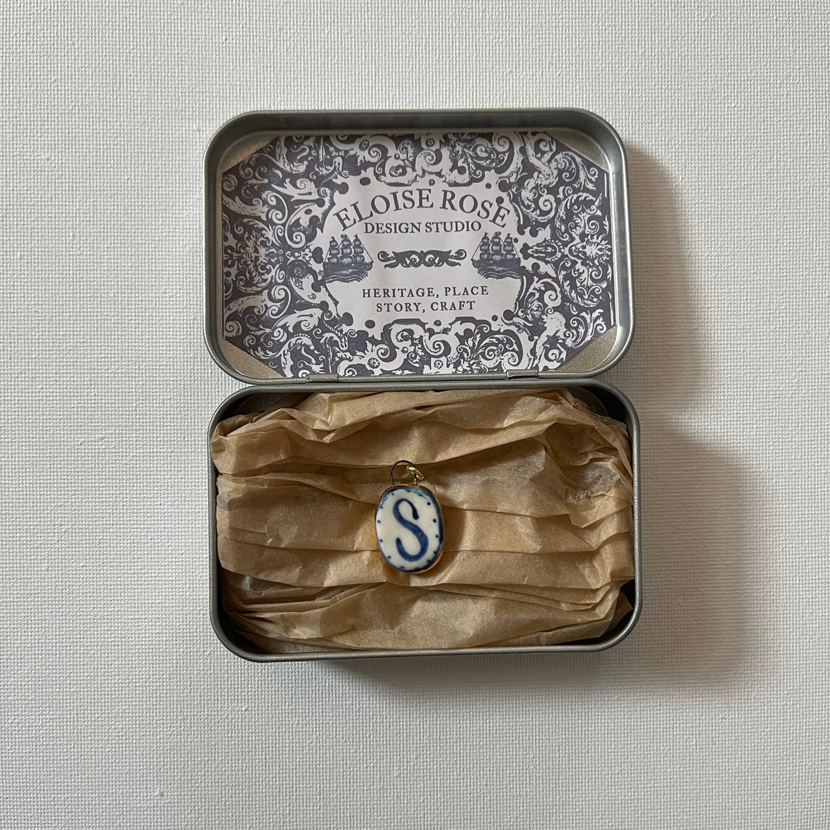 Porcelain and Gold Lustre Pendant - Initial