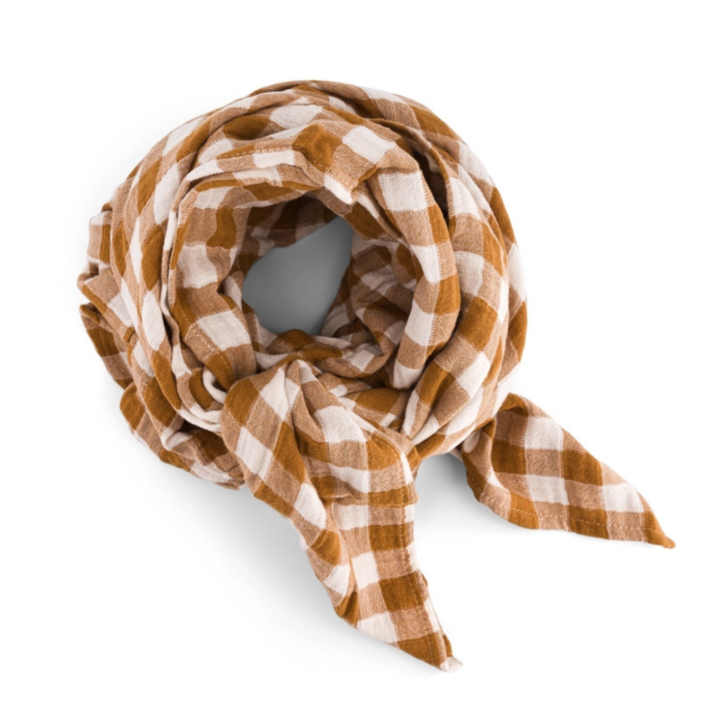 Square Scarf - Caramel Gingham Check