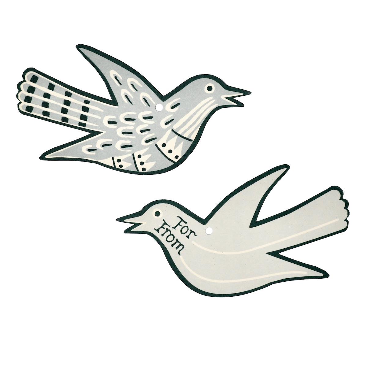 5 Fancy Songbird Gift Tags - Midwinter Blue