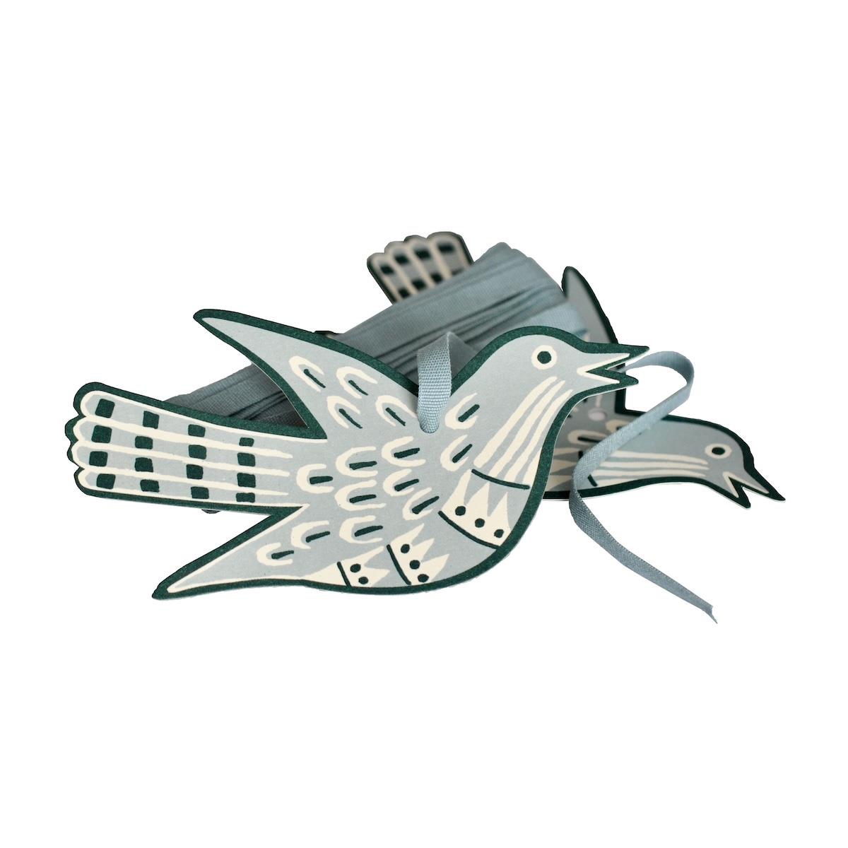 5 Fancy Songbird Gift Tags - Midwinter Blue