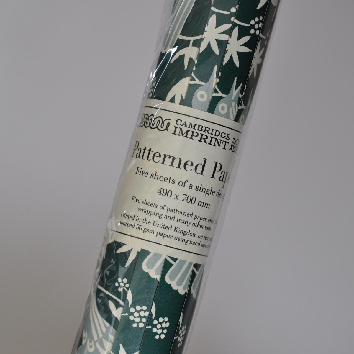 5 Sheets of Songbird Wrapping Paper - Midwinter Blue