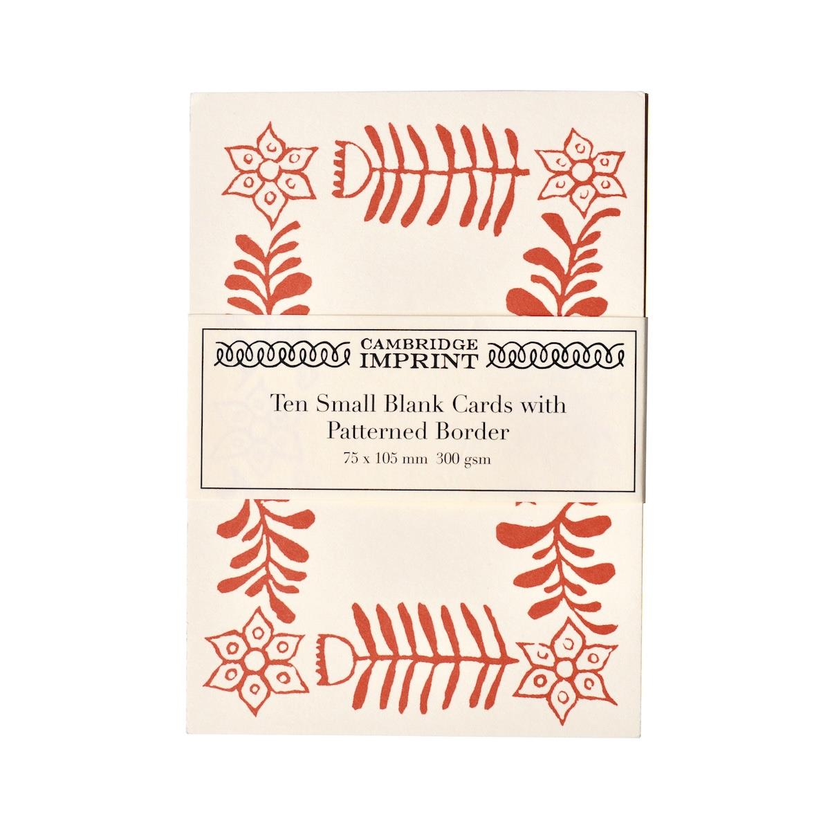 10 Small Cards with Patterned Border - Red