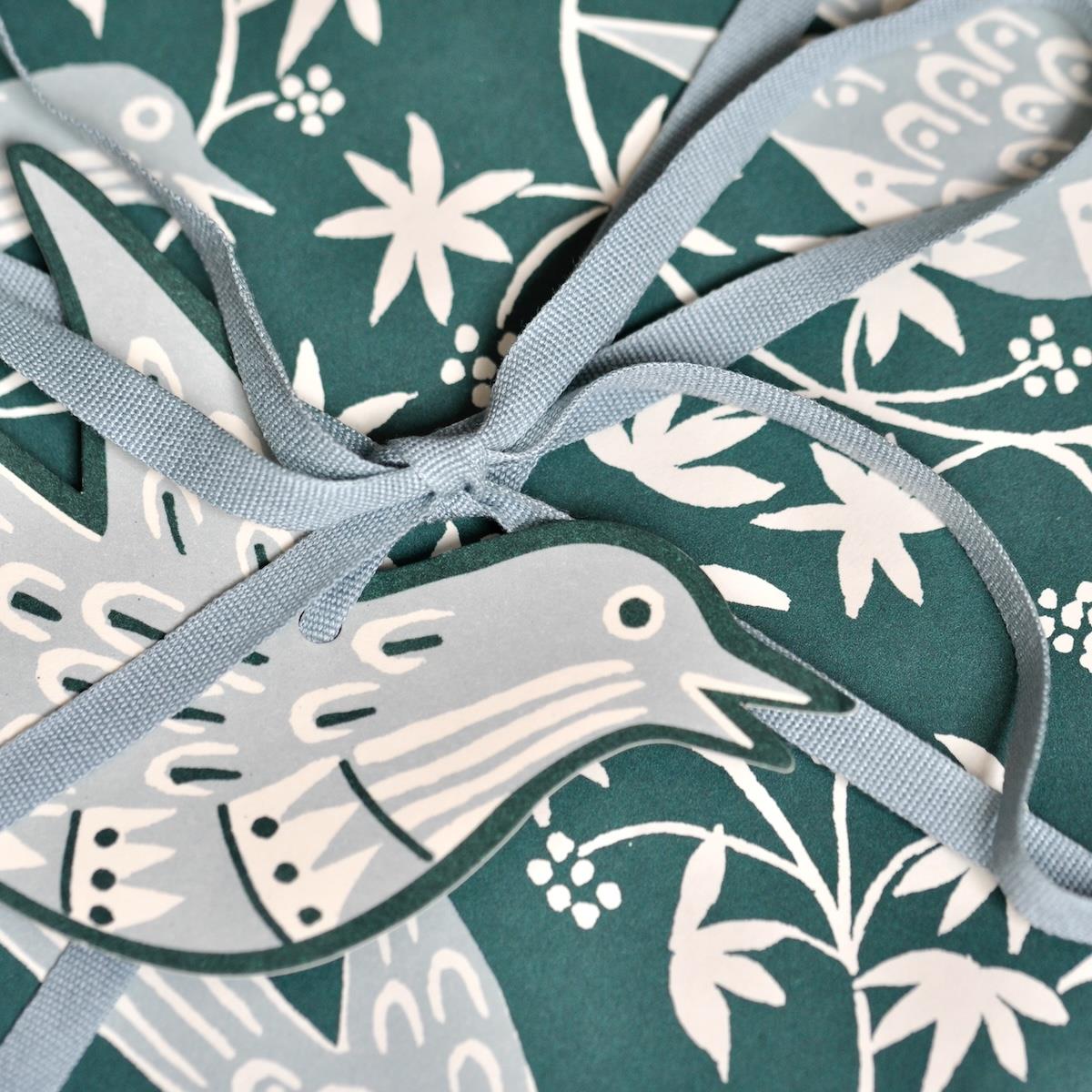 5 Fancy Songbird Gift Tags - Midwinter Blue