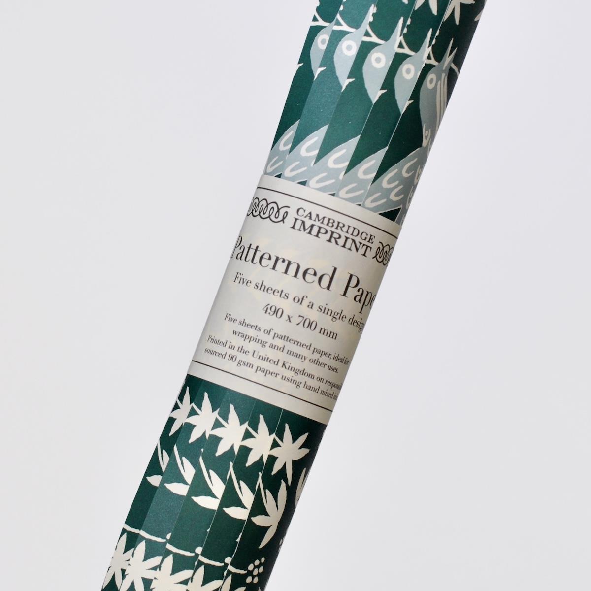 5 Sheets of Songbird Wrapping Paper - Midwinter Blue