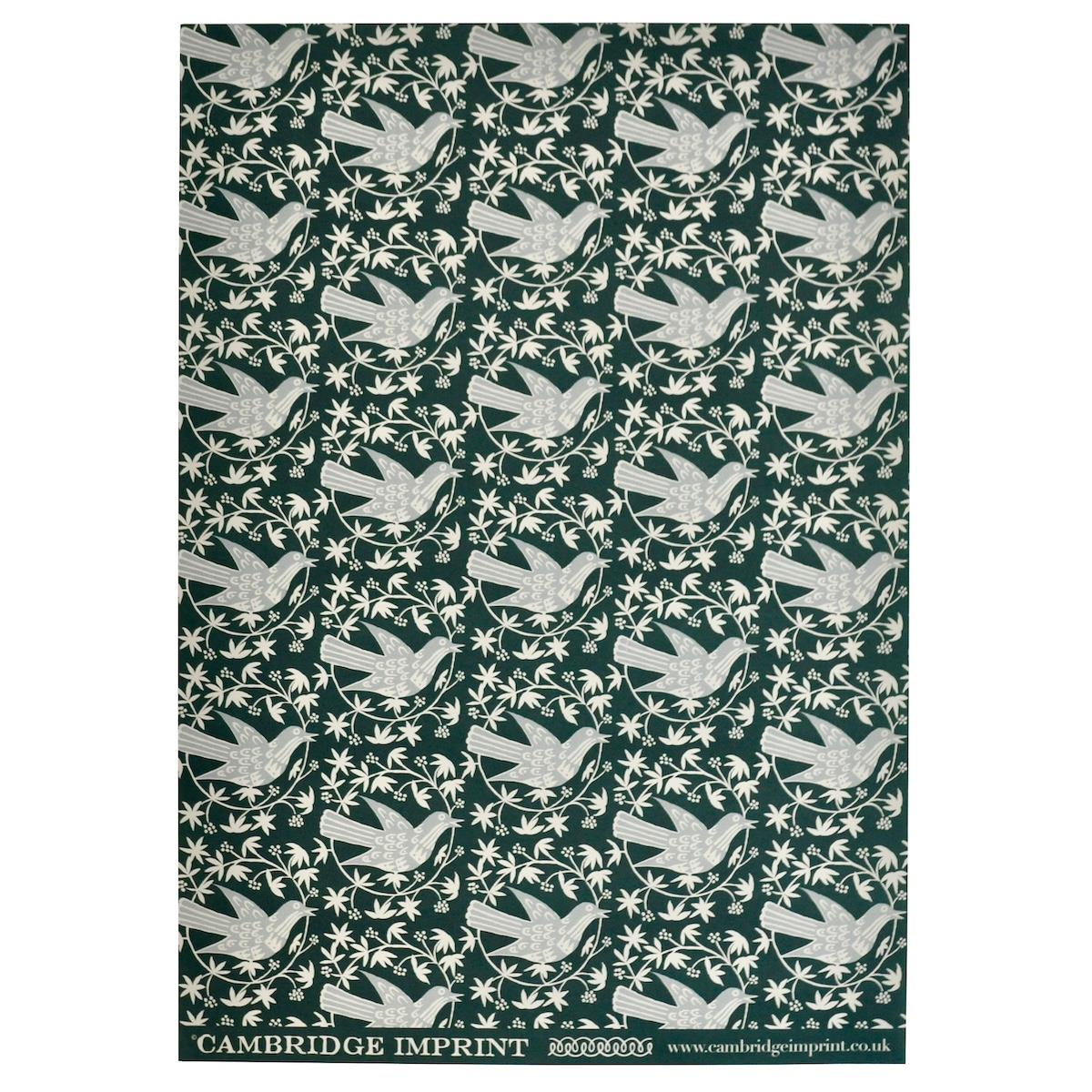 5 Sheets of Songbird Wrapping Paper - Midwinter Blue