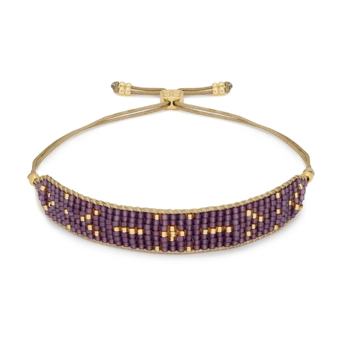 Beaded Friendship Bracelet - Gold & Mulberry