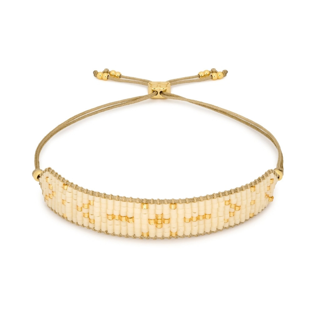 Beaded Friendship Bracelet - Gold & Cream